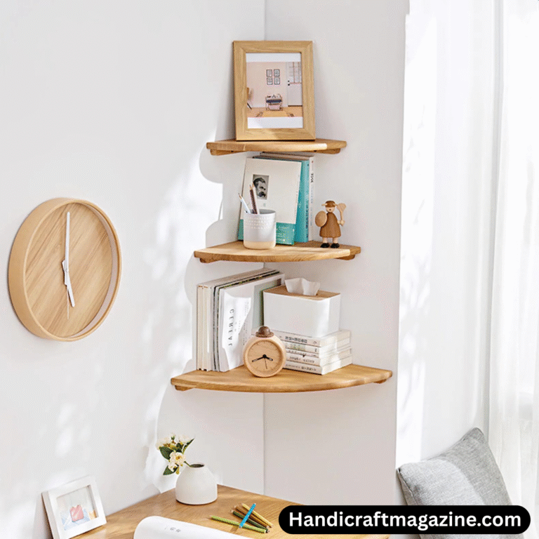 corner wooden shelf design